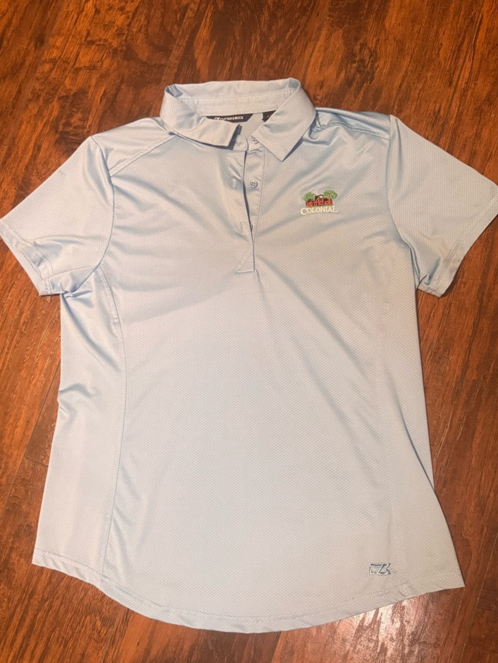 Cutter & Buck Shirt Golf Polo Womens Large Blue Performance Colonial Logo